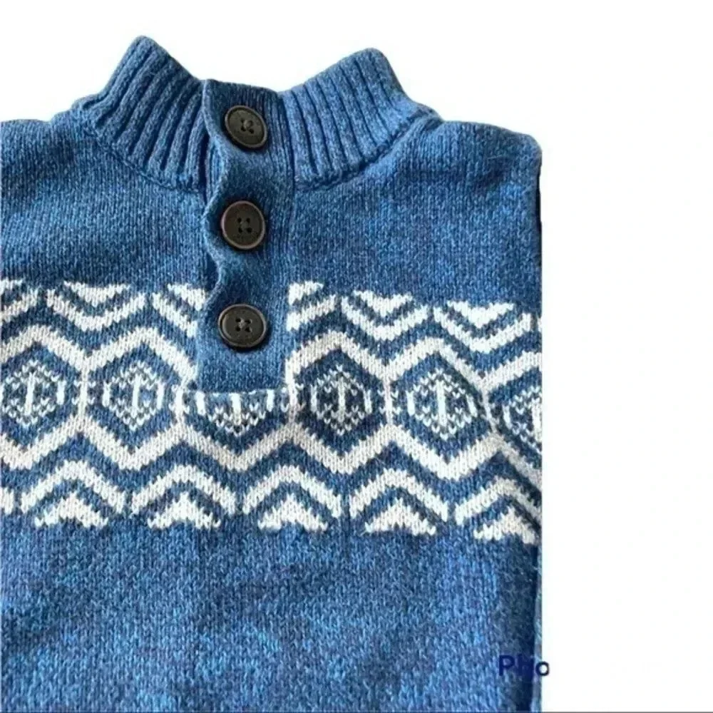 Oshkosh B’gosh boys blue/white knit cotton sweater 2T EUC